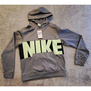NWT Nike Mens Therma Fit pullover hoodie grey and neon green size medium